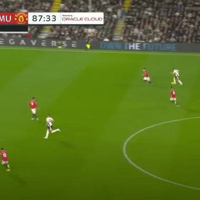 Megaverse pitch-side branding at Manchester United vs Fulham